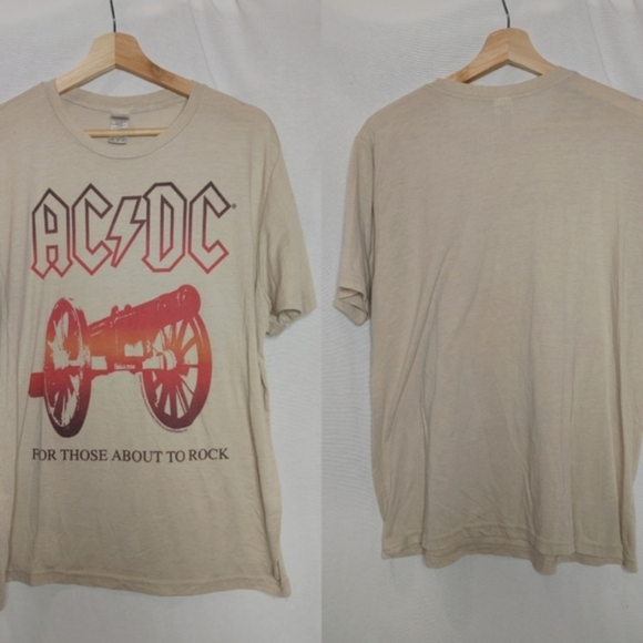 Anthill Rockwear ACDC Shirt Graphic Tee Cream Ombre Orange 2005 Unisex Rock - Picture 1 of 7